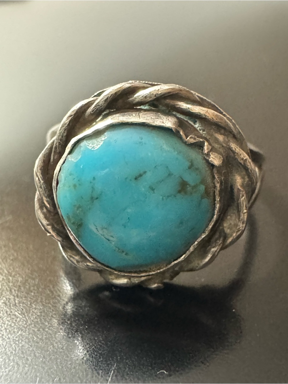 Handmade Turquoise Sterling Silver Ring Artisan Southwestern Style - Size 4